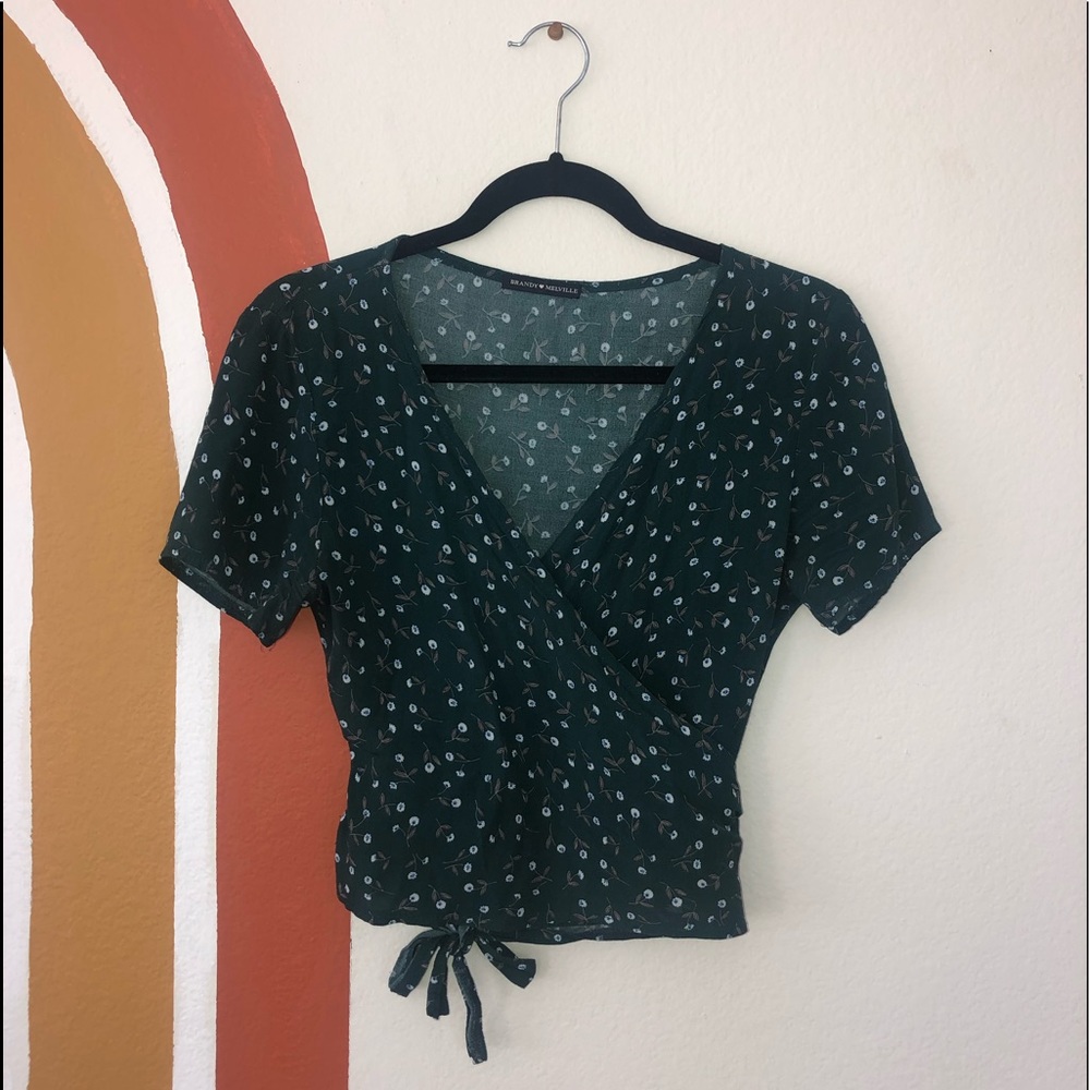 Brandy Melville Floral Wrap Crop Top Shirt